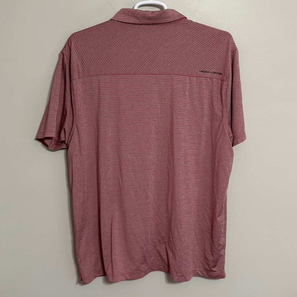 Under Armour Mens 3XL Red Gray Striped HeatGear Performance Golf Polo Shirt - Picture 3 of 6